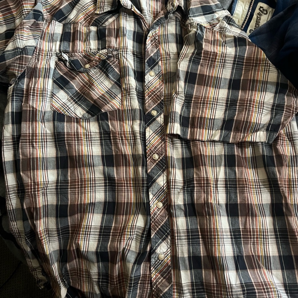 Men's Plaid Shirt - Black, Brown, White